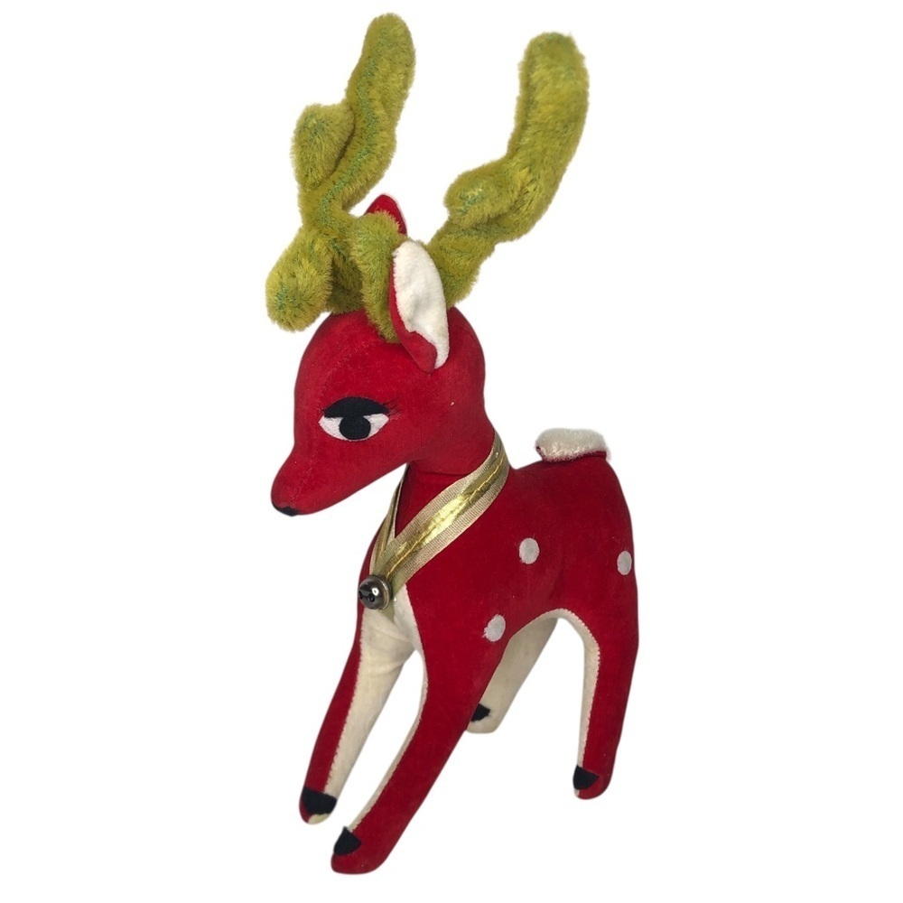 VINTAGE 50s 60s Dakin Dream Pets Red Velvet Reindeer Plush Christmas Japan